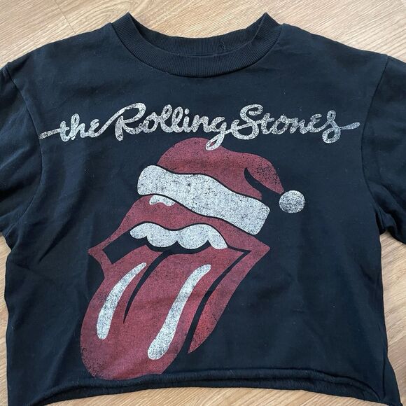The Rolling Stones Christmas Lightweight Crop Crewneck Sweatshirt Women XS - Picture 4 of 7